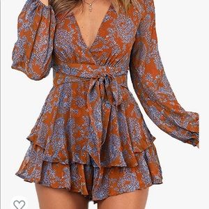 Relipop Floral V Neck Romper